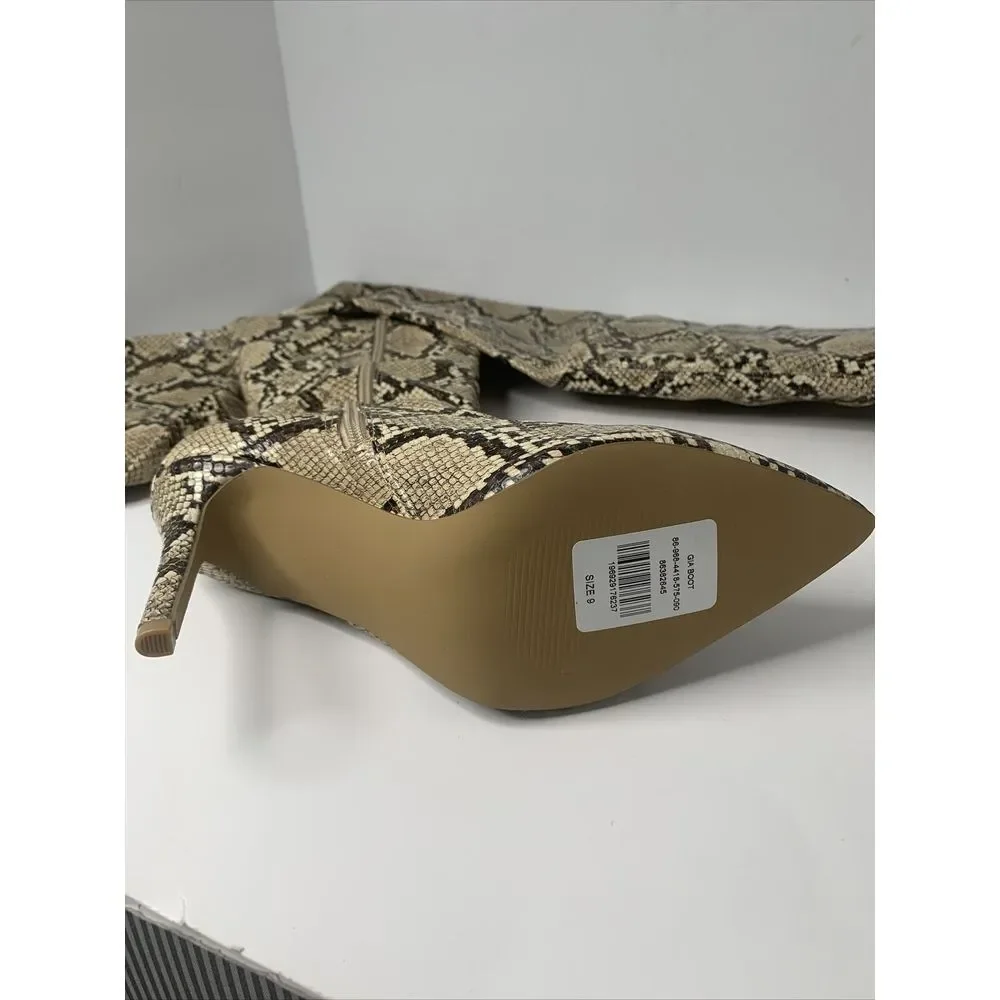NEW YORK & CO. Gia Boot - Faux Snakeskin Over-the-Knee Boots-  Sz 9‎ Brown New